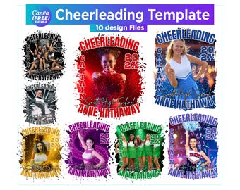 Cheerleading Canva Editable Template, Cheerleading T-Shirt Template, Cheer Theme T-Shirt, Cheer Dance Banner Designs, Senior Sport Design
