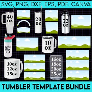 Tumbler Template Bundle, Mug Wrap Templates, Party Favors, Skinny Tumbler Template, 15oz Mug Template, Libbey Glass template, Party Favor