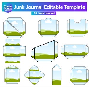 Canva Junk Journal Template, Custom Junk Journal Tags, Digital Papered Junk Journal template, Canva Editable Template, Junk Journal Frames