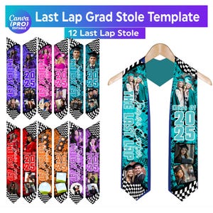 The Last Lap Graduation Canva bearbeitbares Vorlagenpaket, Graduation Sash Sublimation 2025, 2025 bearbeitbare Canva Designs, Stolen, 2025 bestandene