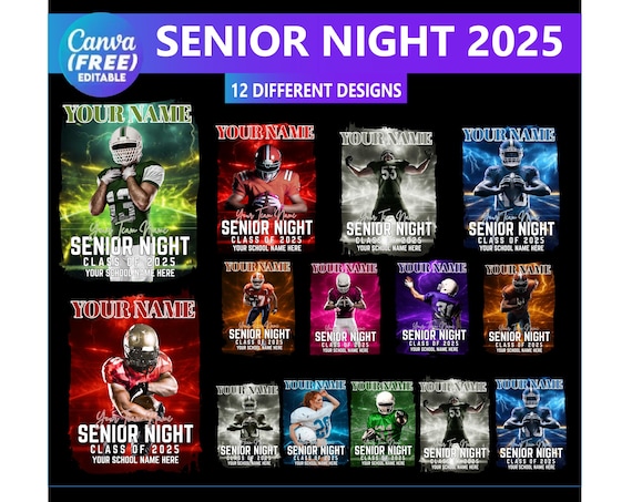 Senior Night  Canva Editable Template, Game Sports Canva Rap Tee Senior Night Template, Football Shirt Canva, Football Design