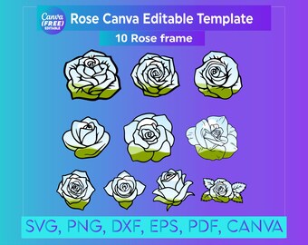Rose Flower Design on CANVA with Easy Drag and Drop - Commercial Use Allowed - Create Digital Designs Floral Sublimation PNG