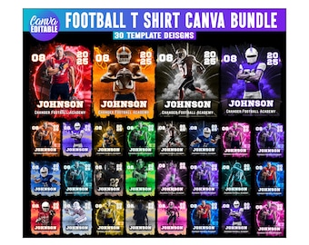 30 Football Canva Editable Template, Football Mascot Shirt Canva, Football Design, Game Sports Canva Drag and Drop Photo Collage