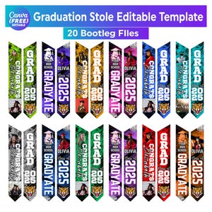 Graduation Stole Canva Editable Template Bundle, Graduation Sash Sublimation 2025, 2025 Editable Canva Designs, Stoles, 2025 Graduates