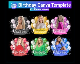 Pacchetto di modelli modificabili Canva per compleanni, modello bootleg per compleanni, maglietta anni '90, maglietta per compleanni con foto del viso, design personalizzato per compleanni