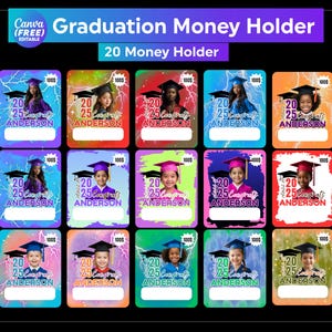 Sjabloonbundel afstudeergeldhouder, klasse van geldhouder 2025, geldhoudersjabloon, geldhouder, afstudeercadeaukaart, afstudeercadeau