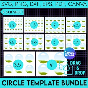 Circle Template Bundle, Circle Template Svg, Multipurpose Labels Template, Canva Editable, Circle Sticker, Round Label Template png, dxf Pdf