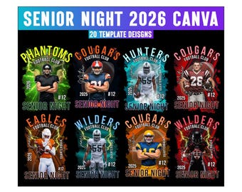 20 Senior Night  Canva Editable Template, Game Sports Rap Tee Senior Night Template, Football Shirt Canva, Football Design, Photo Collage