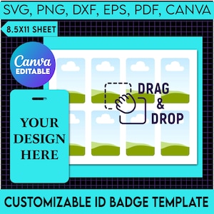 ID バッジ テンプレート、Canva 編集可能バッジ、印刷可能なスタッフ バッジ、名前バッジ、オフィス バッジ、空白の ID テンプレート、即時ダウンロード