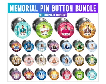 In Loving Memory Pin Button Canva Template, Funeral Botton Favors, Editable Pin Template, Editable Templates, RIP PNG Templates