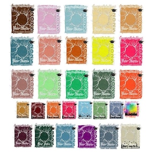 May include: A collection of graduation announcements with various background colors, including brown, pink, blue, and orange. Each announcement features the text "Congratulations," "2025," and space for a name and high school.