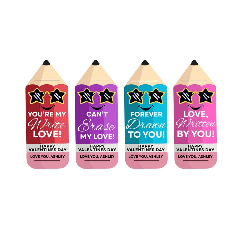 Editable Valentines Pencil Gift Tags Template, Write Valentine Pencil ...