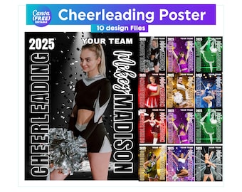 Cheerleader & Dancer Canva Editable Template, Cheer Banner, Memory Mate, Senior Night Banner, Cheerleader Poster, Senior Team Banner