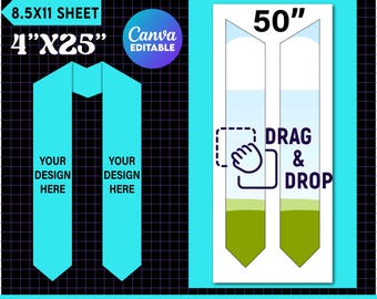 50inch Graduation Stole Template, Stole Template SVG, Canva, Sublimation template Graduation Stole, Graduation template, Grad stole template