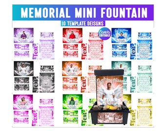 10 Gedenk-Minibrunnen Canva bearbeitbares Bundle, Brunnenvorlage, Canva bearbeitbare Vorlage, benutzerdefinierter Gedenkbrunnen, bearbeitbarer Minibrunnen