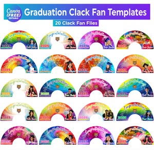 20 Graduation Clack Fan Canva Editable Template, 2025 Clack Fan Designs, Chinese Fan Template, Hand Fan Template, Senior Template canva