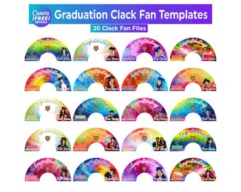 20 Graduation Clack Fan Canva Editable Template, 2026 Clack Fan Designs, Chinese Fan Template, Hand Fan Template, Senior Template canva
