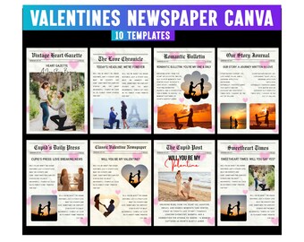Will You Be My Valentine Newspaper Template, Drag & Drop Template, Valentines Cupid Post Newspaper  Editable Template, Custom Newspaper