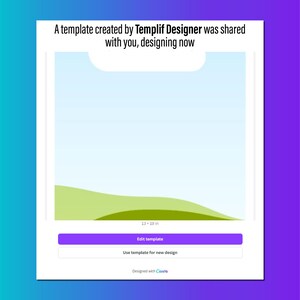 May include: A digital design template interface with a white background and a gradient blue and purple border. The template includes text at the top and bottom, with a central area for a design. The template is 13-19 inches in size.