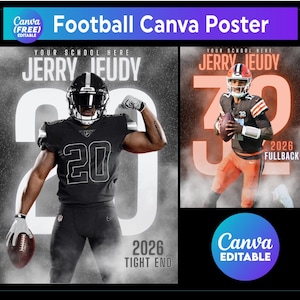 Football Poster Canva Template, Memory Mate, Night Banners, Sports Background & Digital Backdrop For Senior Sport, Senior Sports Poster