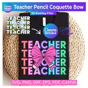 Teacher Coquette Canva Frame, Sublimation Designs, Teacher Canva Digital Download, Canva Frame Template Teacher For Shirt, Canva Frame