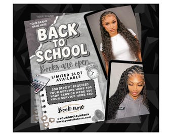 Back To School Bookings Flyer, Back To School Sale Flyer, Back To School Flyer, Back To School Hair Flyer, Back 2 School Flyer, DIY Canva