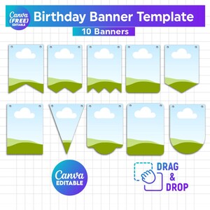 Bunting Banner Bundle, Bunting Banner Template BUNDLE, Perfect for Birthdays, Bunting Banner Svg, Flag Banner Svg, Bunting Flag SvG