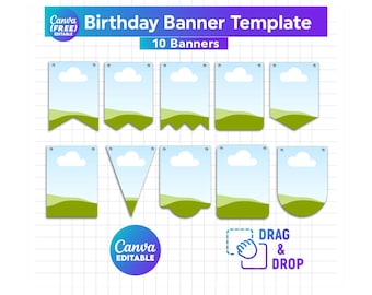 Bunting Banner Bundle, Bunting Banner Template BUNDLE, Perfect for Birthdays, Bunting Banner Svg, Flag Banner Svg, Bunting Flag SvG