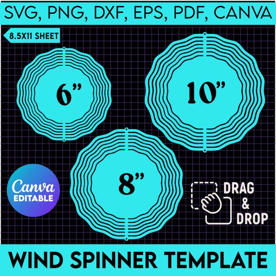 Wind Spinner Template BUNDLE, Wind Spinner for Sublimation, Wind Spinner Svg, Wind Spinner Template, Wind Spinner Mockup, Canva Editable