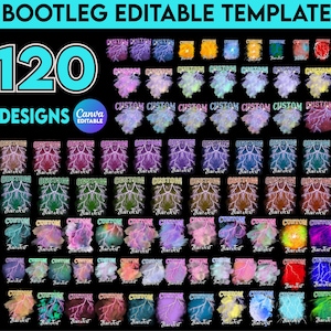 May include: 120 digital designs featuring a lightning bolt tree with various color combinations. The designs are editable and can be used for various projects.