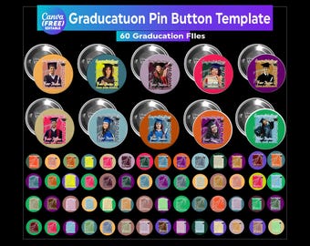 60 Canva Graduation Pin Button Templates, Congrats 2026 Button, High School Graduation Template, Senior Grad Buttons, Graduation pin button