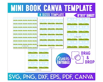 3 Mini Book Covers Canva Editable Template, Custom Mini Books, Books for Jars Canva Editable, Mini Book Cover Template Editable Printable