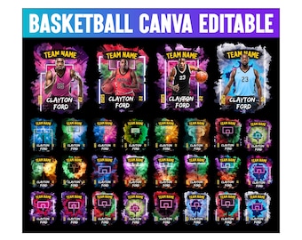 Basketball T-shirt Designs, 30 Basketball Bootleg T-shirt, Personalized High School Sport Sublimation, Basketball Editable Canva Template
