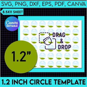 1.2 Inch Circle Template, Circles Template, Stickers Template, Design Template, 1.2&quot; Button Pin Template, Button Pin Svg
