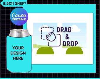12oz Can Cooler Template, Beer Cooler Template, Blank Template for Sublimation, Bottle Cooler Template, Svg, Canva Editable, Canva Frame