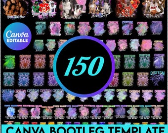 Custom Bootleg Rap Tee Canva Template Bundle, Custom Bootleg Shirt Mega Bundle, Custom Birthday, Concert Shirt, Bootleg Templates, 90s Shirt