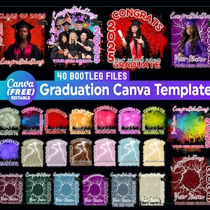 40 Graduation template Bundle, Grad Shirt Canva, Congratulations Canva Template, 025 Graduation tshirt Grad Bootleg, Class of 2025 Graduate