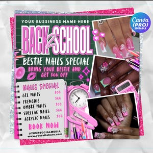 Back to School Nail Flyer, Nail Tech Flyer, Nail Booking Flyer, Nail Appointments, Nail Flyer, Nail Special Flyer, Back 2 School Nail Deal