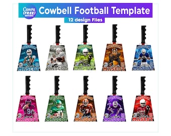 Cowbell Canva Editable Template, Custom Cowbell Design, Game Day Spirit Template, Football Cowbell Designs, Editable Template