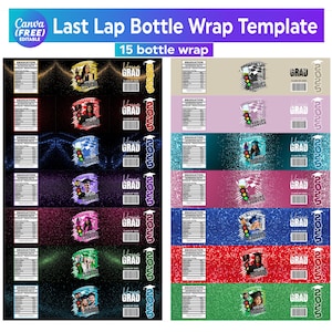 Last Lap Graduation Bundle, Graduation Water Bottle label Canva Editable Template Bundle, Grad Party Favor Mockups, Congrats Template