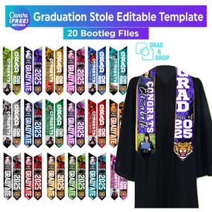 20 Graduation Stole Sublimation 2025 template, Personalized Graduation Design, Graduation 2025, 2025 Grad Stole Editable Graduation, Stole