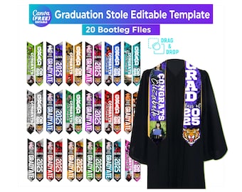 20 Graduation Stole Sublimation 2025 template, Personalized Graduation Design, Graduation 2025, 2025 Grad Stole Editable Graduation, Stole