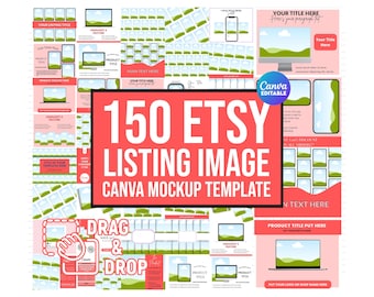 150 Canva Mockup Bundle, Online Course Mockup, Planner Mockup, Etsy Listing Mockup Canva Editable Templates Bundle, Digital Product Mockup