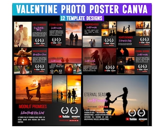 Valentine Movie Poster Canva Editable Template, Canva Valentine Card, Couple Movie Poster, Valentines Day Card Template