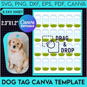 Dog Tag Template, Bone Tag Template, Dog Tag Svg, Pet ID Tag, Dog Tag Sublimation Template, Template, Canva Frame Dog Tag