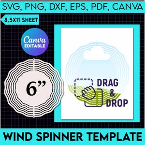 Plantilla de molino de viento, molino de viento de 6&quot; para sublimación, molino de viento Svg, plantilla de molino de viento, maqueta de molino de viento, Canva editable