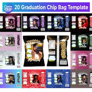 20 Graduation Chip Bag Bundle, Congrats Grad 2025 Template Design, Party Favor Canva Label, Chip Bag Template, Congrats Template Design