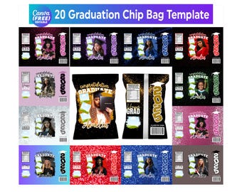 20 Graduation Chip Bag Bundle, Congrats Grad 2026 Template Design, Party Favor Canva Label, Chip Bag Template, Congrats Template Design