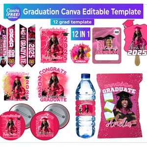 Graduation Sublimationspaket, graduierte Stola, Tshirt, graduierter Fan, Graduierung Wasserflaschenvorlage, Graduierung Wasserflasche, graduierte Pin-Taste