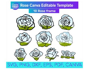 Rose Flower Design on CANVA with Easy Drag and Drop - Commercial Use Allowed - Create Digital Designs Floral Sublimation PNG